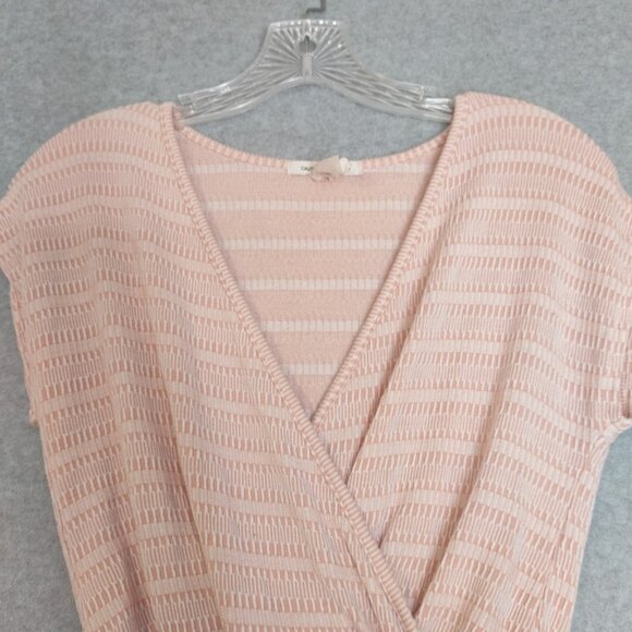Caution To The Wind S Crop Ruffle Flitted Top Peach Cream Frilly Wrap Front Ivor - Picture 3 of 9